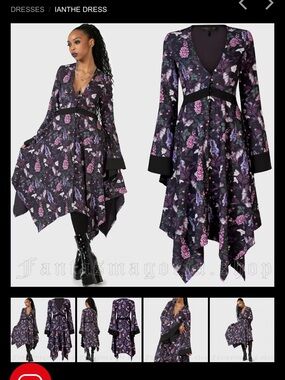Killstar Ianthe Floral Asymmetric Dress - Purple